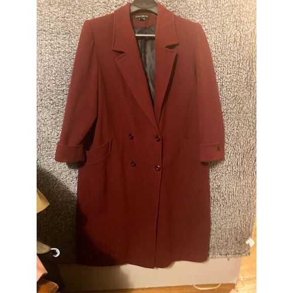 Donnybrook Women's Red Wool Overcoat w/ Rabbit Fur Trim Size 20 - Picture 1 of 12
